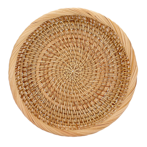 ISLA Natural Rattan Round Storage Basket for Food & Misc Household Items Handwoven Wicker Decorative Serving <b>Tray</b> Bowl Wholesale - Product Image 5
