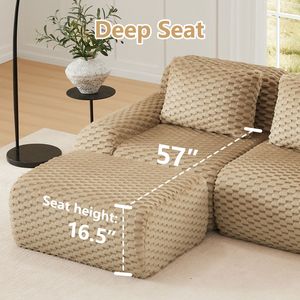 Divano componibile moderno a U in tessuto flanella, divano a 3 posti oversize per soggiorno, mobili mobili senza telaio - Product Image 4