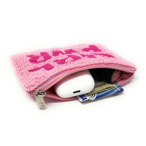 Porte-monnaie à fermeture éclair en perles fait main, pochette brodée personnalisée, cadeau unisexe, portable, écologique, haute qualité, vente en gros, Girl Power - Product Image 2