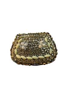 Rhinestone Pearl Evening <b>Clutch</b> Purse with Velvet Lining and Flap Closure Metallic Chain for <b>Wedding</b> Party - Product Image 2