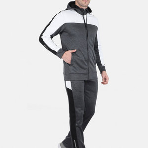 Survêtement à capuche premium pour homme |   Ensemble de jogging color block Charcoal Heather & Arctic White, tenue de sport urbaine pour la salle de sport et l'entraînement - Product Image 2