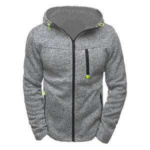 Sudadera con capucha y cremallera de invierno Premium Inland Industries |   Sudadera de Forro Polar Grueso Color Gris Melange para Hombre, Ropa Deportiva Informal |   Regular - Product Image 1