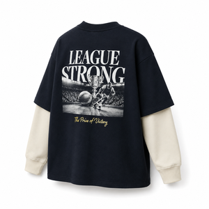 เสื้อยืดโอเวอร์ไซส์แขนสั้นผู้ชาย พิมพ์ลายสกรีน คอกลม ผ้าคอตตอนเจอร์ซีย์ 320 กรัม แต่งขอบตัดกัน สไตล์สตรีท พร้อมโลโก้แบบกำหนดเอง รุ่นวันเท็น - Product Image 2