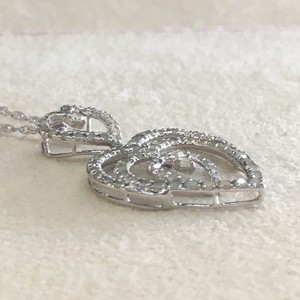 Jewelspaark Women's Trendy RoundCut Natural White Heart Pendant Necklace 925 Sterling Silver Rhodium Plated <b>Rope</b> <b>Chain</b> 0.85 Cttw - Product Image 2