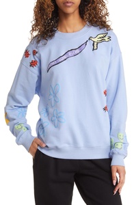 Sweat-shirt graphique oversize décontracté à col rond et manches longues en molleton doux, pull tendance en coton premium pour femme - Product Image 3