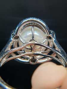 Sterling <b>Silver</b> Faux Pearl CZ Halo <b>Ring</b> Elegant Sparkling Fashion <b>Ring</b> Jewelry Gift For Women Bridal Style - Product Image 6