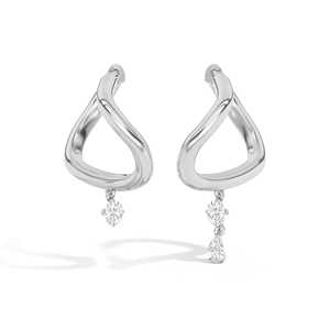 Dangle Hoop Earrings Custom 14K 18K Solid Gold Gold Lab Grown Diamond <b>Cushion</b> Pear Architectural Catenary Curve <b>Statement</b> Gift - Product Image 6