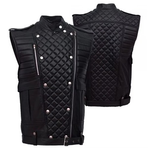 Durable reasonable price low MOQ Men's Motorcycle Club's Leather <b>Vest</b> breathable latest version Men's Motorcycle Leather <b>Vest</b> - Product Image 2