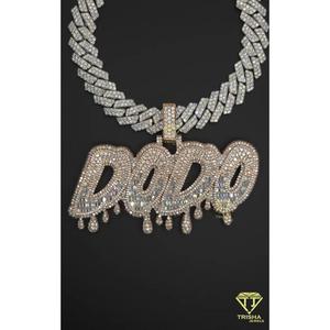 Lab Grown "DODO" Pendant Custom Bubble Letter Necklace Luxury Hip Hop Jewelry <b>Iced</b> <b>Out</b> <b>Chain</b> For Men - Product Image 1
