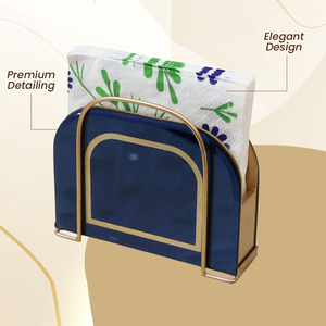 Porte-serviettes en résine et métal de qualité supérieure avec support en fil métallique doré pour la décoration moderne de la table de cuisine ou de salle à manger - Product Image 2