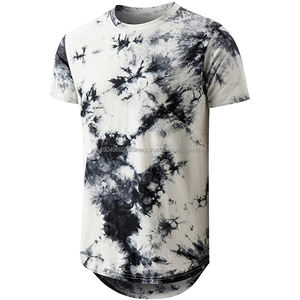 Mens Hip Hop <b>Tie</b>-Dyed Hipster Curve Hem T Shirt - Product Image 1