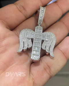 Pendentif Croix Aile d'Ange en Moissanite, Pendentif Croix Bling Glacé, Pendentif en Argent 925, Style Hip-Hop, Passe le Testeur de Diamant - Product Image 5