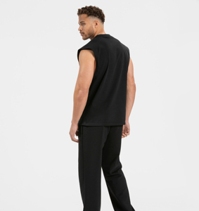 Camiseta sin mangas para hombre, estilo boxy, 220 g/m², 100 % algodón, con logo personalizado, para verano, deporte, gimnasio, chaleco, top. - Product Image 2