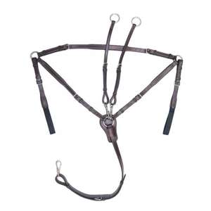 Premium Leather Horse Breastplate Running Martingale Adjustable Equestrian Stainless Steel <b>Rings</b> FAB International Model FIBP009 - Product Image 1