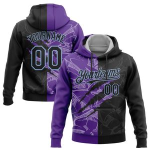 Sudadera con Capucha Personalizada para Hombre, Diseño de Grafiti Morado y Negro, Sublimación, Poliéster, Ropa Deportiva Informal para Otoño - Product Image 4