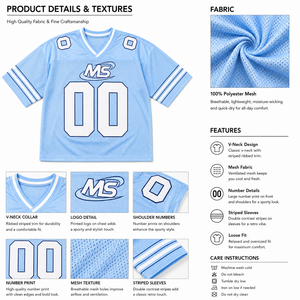 2027 Hot Sale Custom Printed V-Neck <b>Mesh</b> Football Jersey <b>Short</b> Sleeve Relaxed Fit Number Graphic Striped Sleeves Eco-Friendly - Product Image 6