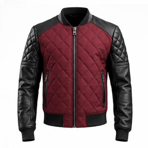Blouson Bomber matelassé pour homme en cuir PU, col rond, à capuche, respirant, séchage rapide, fermeture éclair, style streetwear, automne, moto, motard - Product Image 5