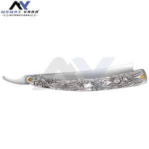 Navaja de Afeitar Recta de Acero Inoxidable Premium con Cuero de Primera Capa para Barbería y Cuidado Personal en Casa y Salón - Product Image 3