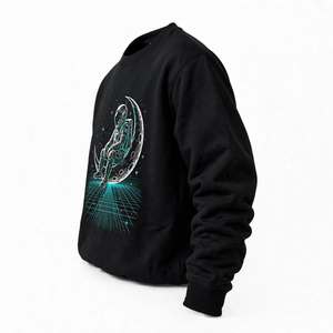 Sudadera de algodón grueso con cuello redondo para hombre, diseño gráfico vintage de astronauta, color negro, manga larga, estilo urbano, informal. - Product Image 4