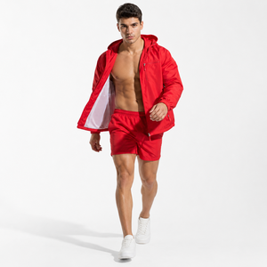 Factory Custom Ripstop Nylon <b>Men's</b> Sports Windbreaker <b>Jacket</b> Shorts Set Front Spring Sportswear Travel <b>Packable</b> Wholesale - Product Image 4