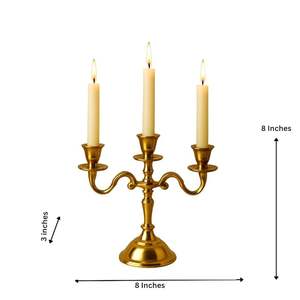 Porte-bougie miniature à 3 bras, porte-bougie conique en aluminium doré, résistant à la chaleur, pour la décoration de la maison, mariage - Product Image 1