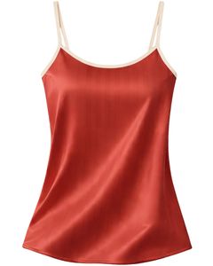 Customized Rust <b>Red</b> Satin Cami Shorts Pajama Set Women Sleepwear Soft Silk Nightwear Two Piece Summer Lounge Set With <b>Bow</b> - Product Image 2
