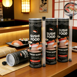 Vente en gros de contenants à sushi biodégradables et écologiques en papier kraft, taille personnalisée, boîte tube imprimée en quatre couleurs - Product Image 4