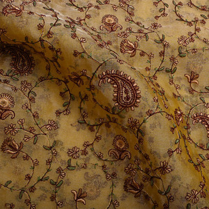 Tela de Bordado Premium con Textura de Malta, Tela de Poliéster Suave con Malla de Georgette y Encaje, Estampado Floral, Tela de Diseño para Vestidos de Novia - Product Image 6