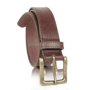 Ceinture décontractée en cuir pleine fleur faite à la main pour hommes d'excellente qualité avec ceinture classique à boucle ardillon en laiton antique - Product Image 5