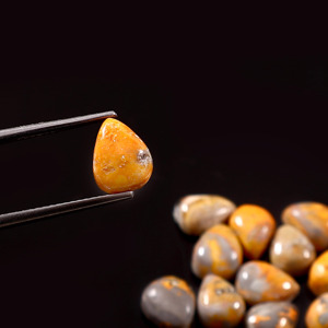 Vente en gros de jaspe abeille naturel, cabochon en forme de poire de 7x5 mm, pierre précieuse en vrac pour la fabrication de bijoux personnalisés - Product Image 4