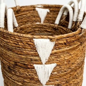 Panier en banane tressé écologique décoratif, multifonctionnel pour le rangement et la lessive, avec poignée, nouveau design tendance - Product Image 3
