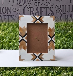 Modern <b>Wooden</b> Photo <b>Frame</b> Rectangular Handmade Decorative Tabletop Display Vertical <b>Picture</b> <b>Frame</b> with Geometric Pattern - Product Image 1