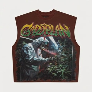 Camiseta sin mangas para hombre, estilo boxy y corta, negra, con gráfico de calavera y letras de pedrería, estampado personalizado, streetwear premium, corte recortado - Product Image 4