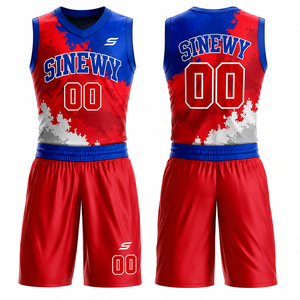 SINEWY Custom Basketball Jersey Set Sublimated Sleeveless Mesh Uniform <b>Red</b> <b>Blue</b> <b>White</b> 00 Athletic Fit Unisex Adult All Seasons - Product Image 1