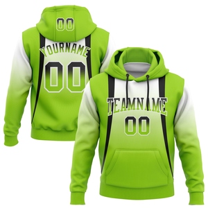 Sweat-shirt à capuche pour homme, nouvelle conception, personnalisé, blanc, noir et vert fluo dégradé, style sportif, vente en gros directe - Product Image 1