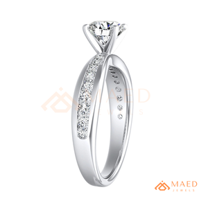 Anillo de Compromiso de Moissanita de 1 Quilate con Corte Redondo, Anillo de Boda de Plata 925 con Banda Pavé, Joyería con Apariencia de Diamante para Mujer - Product Image 6