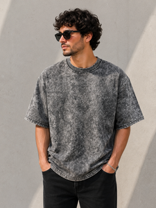 Custom Vintage <b>Acid</b> Wash Oversized T-Shirt 100% Cotton Heavyweight Streetwear Men's Blank Retro <b>Drop</b> Shoulder Tee - Product Image 4