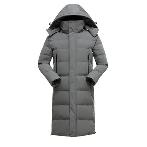 Chaqueta Larga Acolchada con Capucha para Hombre, Abrigo de Invierno Cortavientos, Cuello Alto, Cierre de Cremallera, Color Sólido Informal, Relleno Grueso de Poliéster - Product Image 3
