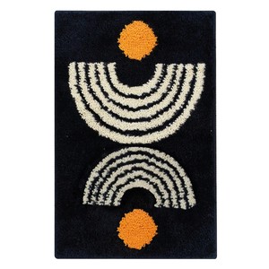 Alfombra de Baño Moderna Abstracta con Diseño de Chenilla Antideslizante y Detalles en Naranja para Uso Doméstico - Product Image 1