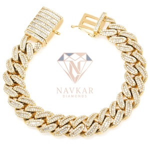 925 Sterling <b>Silver</b> Cuban Link Bracelet Hip Hop VVS Moissanite Diamond Iced Cuban Link Chain Bracelet <b>for</b> <b>Mens</b> - Product Image 4