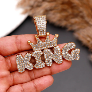 Colgante de Corona de Rey Chapado en Rodio con Moissanita y Diamantes de Imitación, Colgante de Estilo Hip Hop Unisex para Uso Diario - Product Image 4