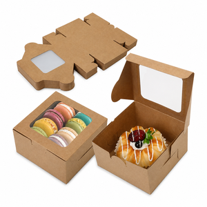 Bakery <b>Boxes</b> With Window Kraft Paper Food Packaging Container Disposable Foldable Biscuit Chocolate Cake Packing <b>Boxes</b> - Product Image 1