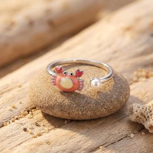 Anillos Ajustables de Joyería Coreana con Lindo Cangrejo Esmaltado, Anillos Abiertos de Moda para Vacaciones de Verano, Venta al por Mayor - Product Image 5