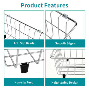 Escurridor de Platos Sobre el Fregadero OEM ODM, Acero Inoxidable, Accesorios de Cocina, Colador de Fregadero, <span class=keywords><strong>Cesta</strong></span> de Drenaje - Product Image 5