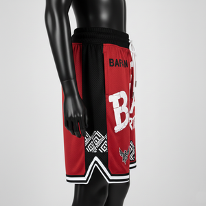 Shorts de basket-ball pour femmes, tissu en maille polyester premium 180 GSM, rouge et noir, panneau latéral en sublimation, logo personnalisé, shorts pour femmes - Product Image 3