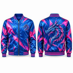 Chaqueta de invierno con cuello acanalado, costuras reforzadas, gráficos sublimados, cierre de cremallera completa, tela de poliéster, letras brillantes - Product Image 6