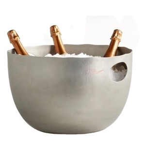 Refroidisseur de vin nickelé en métal de forme ronde de regard simple pour l'hôtel de restaurant - Product Image 1