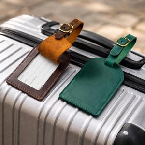 Étiquettes de bagage de luxe en cuir pleine fleur avec rabat de confidentialité, étiquettes nominatives pour valise, accessoires de voyage personnalisés en gros LMP-0152 - Product Image 4