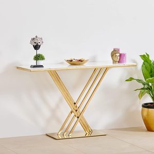 Handmade <b>Gold</b> Metal <b>Console</b> <b>Table</b> with White Marble Top Modern Entryway Sofa <b>Table</b> Luxury Hallway Accent <b>Table</b> for Living Room - Product Image 1
