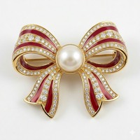Broches de luxe personnalisées en alliage plaqué argent avec nœud papillon, micro-incrustations de strass en cristal, pour femme, cadeau de fête